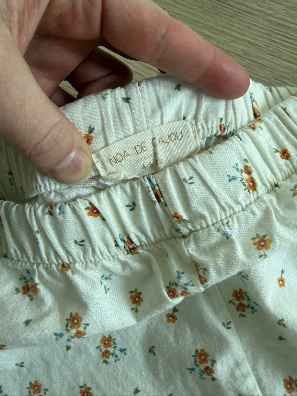 Noa de Cajou Girls Floral Lounge PJ Pants 4-5Y White 100% Cotton Elastic Bottoms